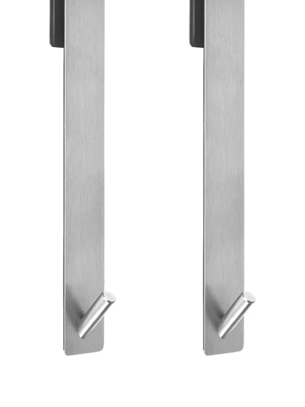 NWOT Stainless Steel Over-the-Door Hook Pair - Brushed Silver